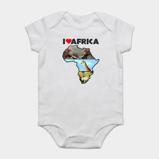 I Love Africa Wildlife Collage Map Baby Bodysuit